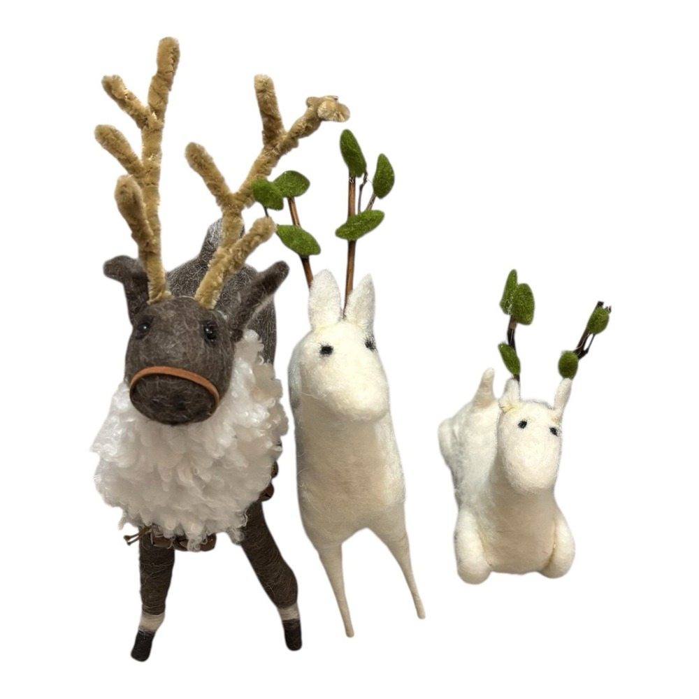 Set Of felt reindeer Holiday Decorations